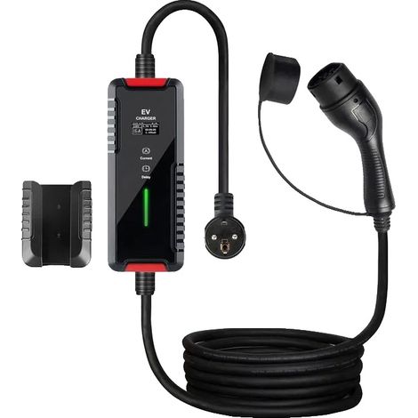 Cargador portátil para vehículos eléctricos, 3,5 kW de potencia, compatible con tipo 2, negro. (1/2)