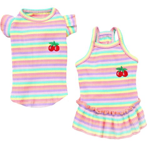 2 vêtements pour animaux de compagnie, robe à volants, débardeur sans manches, taille M, pour chien et chat (1/5)