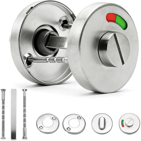 Toilet rosette, stainless steel rosette for bathroom and toilet, bathroom lock with rotary knob, stainless steel toilet door fittings, rotating lock (1/5)