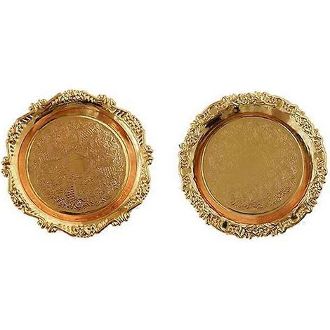 Plateau à bijoux vintage rond, plateau de rangement avec dentelle (1/5)