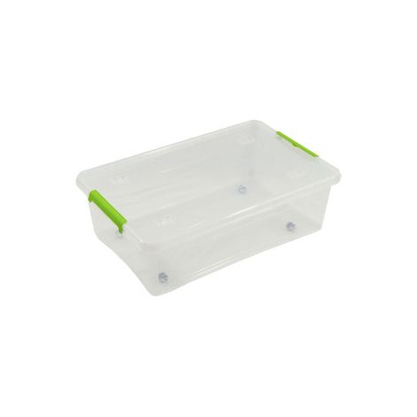 CAJA TRANSPARENTE CON CUBIERTA, LAS RUEDAS Y DE CIERRE SE ENGANCHA 585X390X H 170 MM