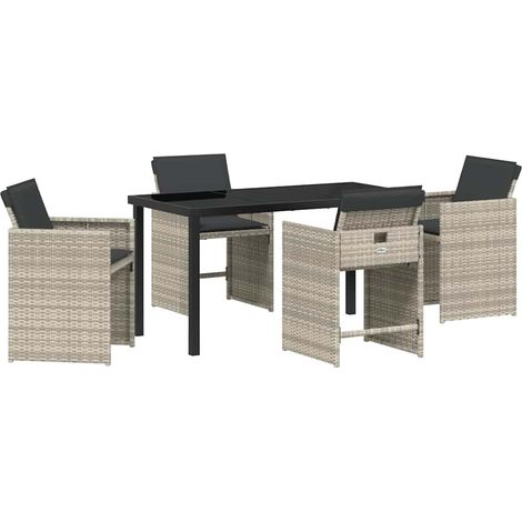 Ensemble de salle à manger pour jardin 5 pcs，Salon de jardin Gris clair CFW10345 (1/5)