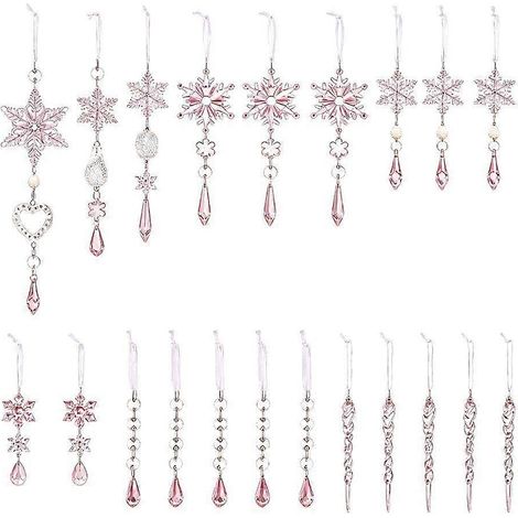 21-Piece Acrylic Christmas Window Hanging Ornament Set with Snowflake and Icicle Shapes (1/4)