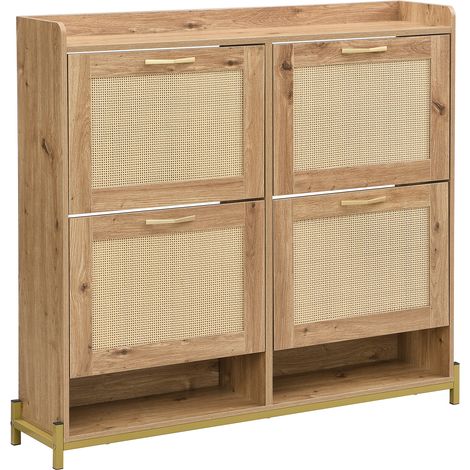 ELVMI Meuble à chaussures avec 4 Portes et Étagère Supérieure pour Entrée en MDF 108,5 × 24 × 100 cm Bois (1/5)