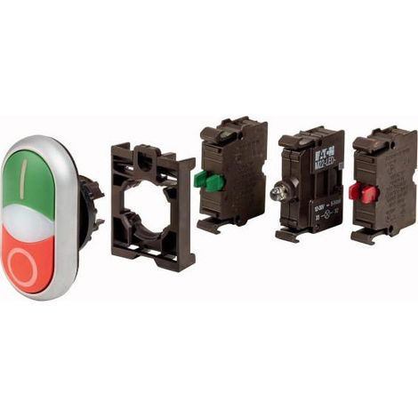 Bouton poussoir double appareil complet 000132625 EATON M22 DDL GR X1/X0 K1001LED BVP