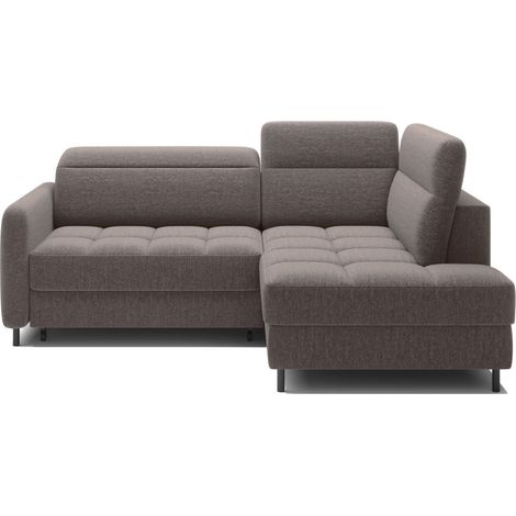 Divano letto ad angolo destro convertibile BARNEA 208 cm marrone con vano contenitore (1/5)