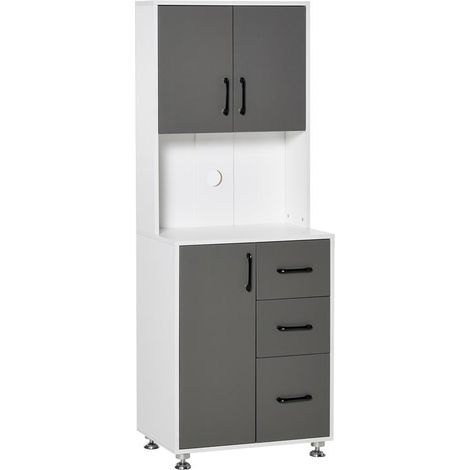 CREDENZA ALTA DA CUCINA MADIA MOBILE BUFFET IN LEGNO BIANCO E GRIGIO (1/5)