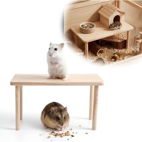Piattaforma di gioco in legno per gabbie di criceti, adatta a criceti dorati, criceti nani, gerbilli, topi, degu e altri piccoli animali. (1/5)