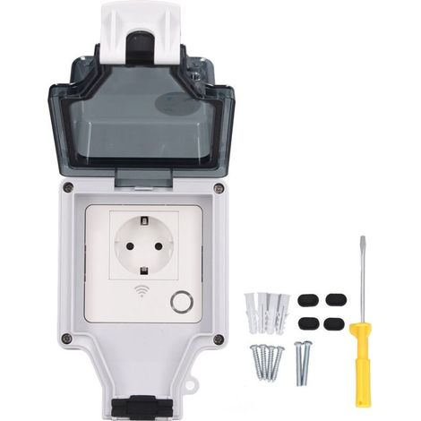 Prise Intelligente WiFi, Prise de Courant Extérieure étanche IP66 avec Fonction de Minuterie de Télécommande Prise Intelligente Murale pour Sous-sol de Balcon Extérieur (SNW-SR)