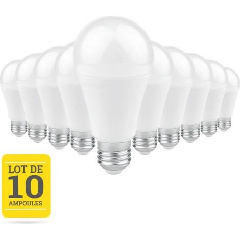 Lot de 10 Ampoules LED E27 9W blanc chaud CREALYS (1/2)