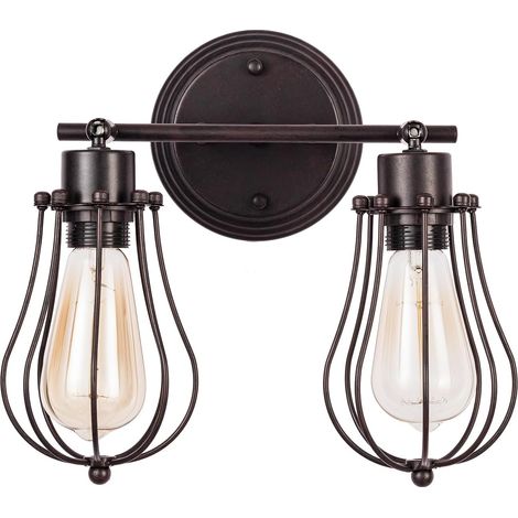 Lampe murale industrielle rustique, cage en fil métallique cage réglable Vintage support de lampe en métal, lampe de Gazebo de chambre à coucher (sans ampoule) (1/4)