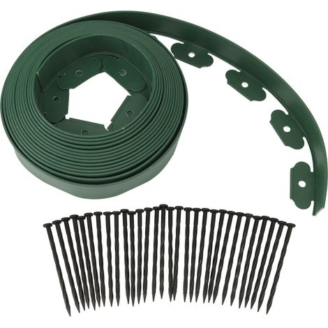Kit de bordure de jardin en PE en forme de L, vert, 5 x 5 x 1000 cm, sans creuser, facile à déformer pour l'aménagement paysager (1/5)