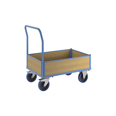 eurokraft pro  Carrello a pianale con sponde in legno  ruote