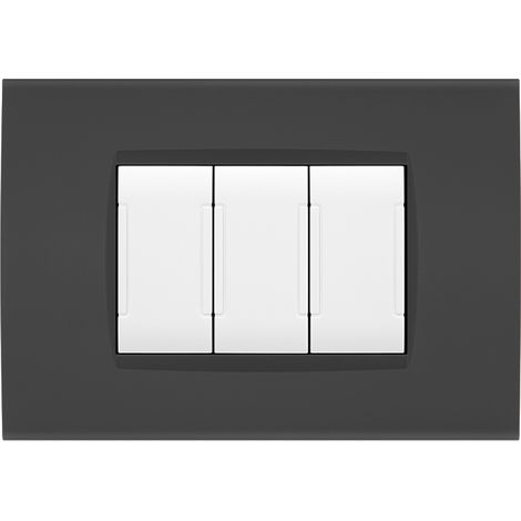 Placche compatibili con Bticino LIVING LIGHT placca 3 4 7 moduli vari colori per supporti LN4703 e N4703  ST06 - 4 Posti - Grigio Antracite