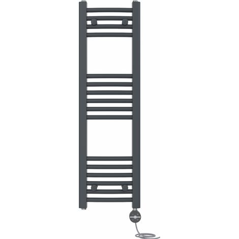 NRG Prefilled Thermostatic Electric Curved Heated Towel Rail Radiator 1000 X 300mm Anthracite (1/5)