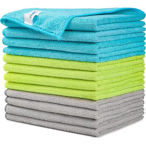 Lot de 12 Chiffons Microfibre, 30x30cm, Absorbants Non Pelucheux, Pour Voiture Maison Cuisine