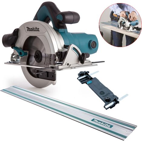 Makita HS6601 240v Corded Electric Circular Saw 165mm Blade + 1.5m Guide Rail (1/5)