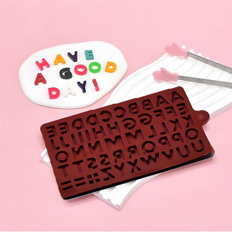 Moule En Silicone - Alphabet 26 Lettres - Pour Chocolat Gelée Et Glace - 51 Cavités - 17,3 X 10,9 X 0,4 Cm - 1 Pièce (1/5)