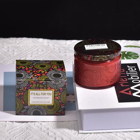 Contenant Pour Bougie En Verre Reliefé - 4 oz - Couvercle En Boîte De Fer Blanc - Étiquettes Inclues - 2 Pièces (1/5)