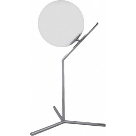 TrAdE Shop Traesio - Lampada Scrivania Ramo Con Sfera E27 Argento Lucido Luce Tavolo Minimal Led 10236 - (1/5)