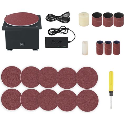 [JAMAIS UTILISÉ]Mini ponceuse à disque d'établi avec affûteur électrique, 7 vitesses variables et 10 disques de ponçage inclus. Machine de ponçage, polissage et meulage pour bois, métal, acrylique et  (1/2)