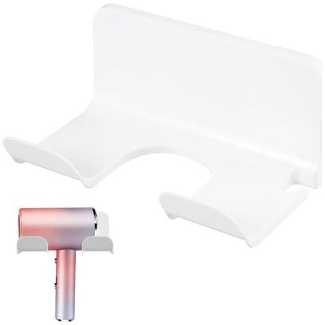 Porte Seche Cheveux Mural Autocollant, Support Seche Cheveux Mural Sans Percage, Support de Sèche-Cheveux de Salle de Bain, Plastique porte Sèche pour La Plupart des Sèche-Cheveux (Blanc) (1/5)