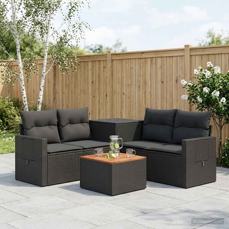 vidaXL Ensemble de Canapés 6 pc Noir Rattan synthétique et acier (1/5)