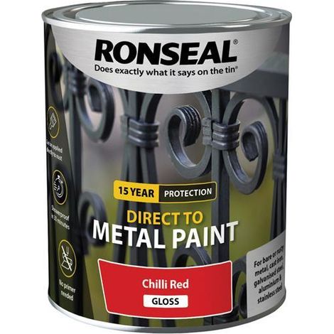 Ronseal 39210 Direct to Metal Paint Chilli Red Gloss 750ml RSLDTMCRG750 (1/3)