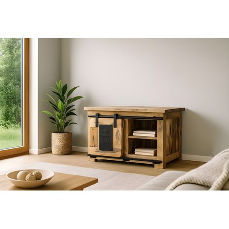 Lowboard TV-Board Truhenschrank Mango massiv vintage 75 x 47 x 50 cm LIBRO (1/5)