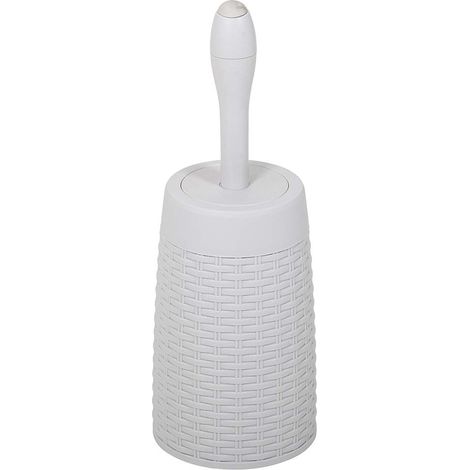 Brosse WC Ronde Imitation rotin avec système d'injection de détergent Interne, Gris Clair (1/5)