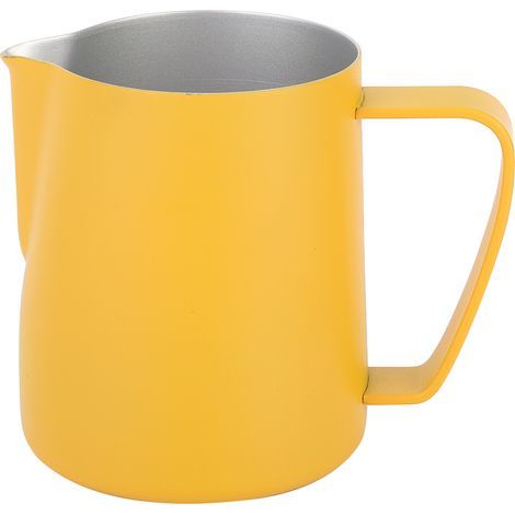 Verseuse à lait 600 ml en acier inoxydable jaune pour latte art, pichet à mousser pour café maison (1/5)