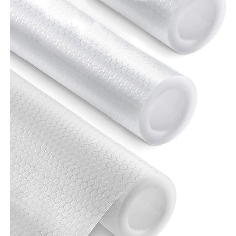 Drawer Mats 45 x 150CM Transparent Plastic Anti-Slip Antibacterial DIY Fridge Liners, 3 Pack Drawer Films for Kitchen Cupboard Table Cabinets Washable