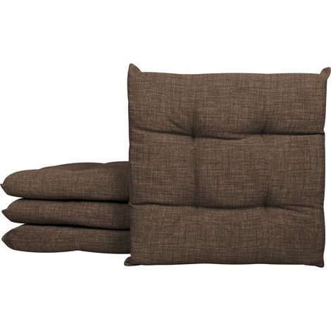 Set 4/6 Cuscini Sedia Con Lacci Cuscino 4 Punti Imbottiti Spessore 6 Cm Marrone - 4 Pezzi