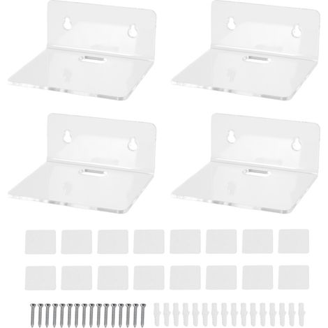 Lot de 4 Étagères Murales Acrylique Transparentes 10x8.8x5cm Design Moderne pour Plantes Cadres Photos Caméras Enceintes Décoration Intérieure (1/5)