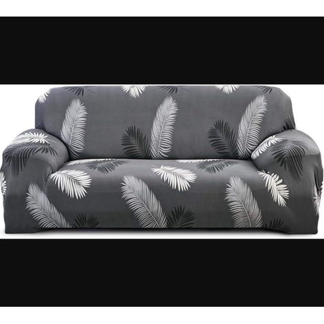 Housse de canapé élastique trois places anti poussière et salissures Black Feather 190 pour personnes 230cm (1/5)