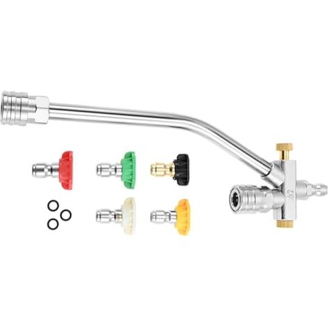 Canon à mousse neige double connecteur, rallonge de nettoyeur haute pression, raccord rapide 1/4" pour lance à mousse, avec 5 buses à jet rapide pour lavage auto.