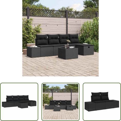 Poly-Rattan - Sofa Set mit Kissen 5 pcs Poly-Rattan (1/5)