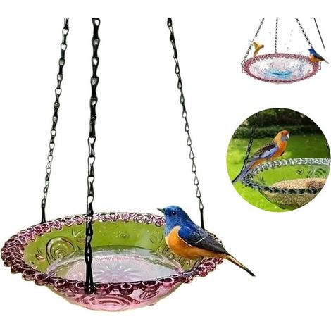 Baño colgante para pájaros de exterior (individual), Comedero colgante, Comedero para pájaros, regalo para amantes de las aves, 23,5 cm (1/5)
