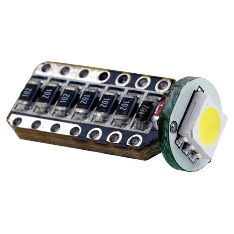 2 Ampoules LED - T10 12V 3W 8000K - W2.1x9.5D - Puce SMD - Position horizontale (1/2)
