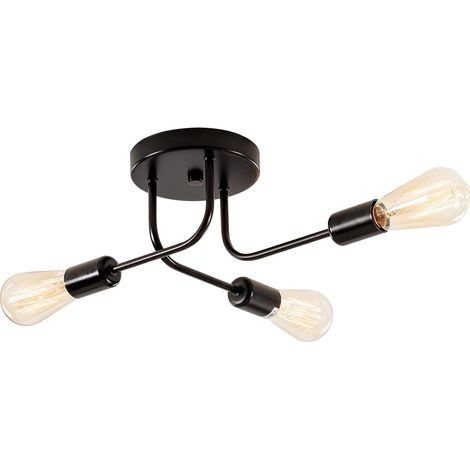 Lampada da Soffitto 3 luci Industriale Plafoniera E27 Moderna per Cucina Camera da Letto Soggiorno, Nero (1/5)