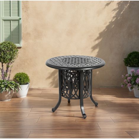 Table de jardin en aluminium bronze, ronde, résistante aux intempéries et à la rouille (1/5)