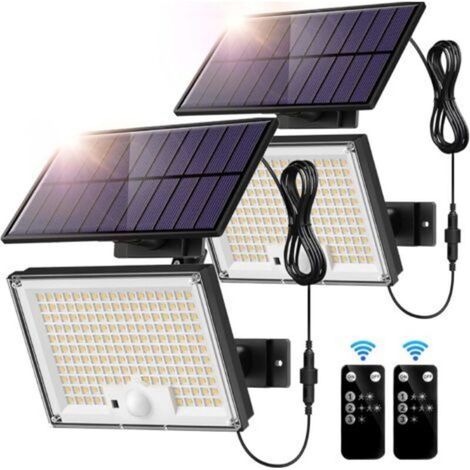 Outdoor Solar Light 172 LED 3 Modes Outdoor Solar Light Motion Sensor, IP65 Solar Light Outdoor Lighting, LED Solar Spotlight with 5M Cable (2 Pieces - Cold Light) (1/5)