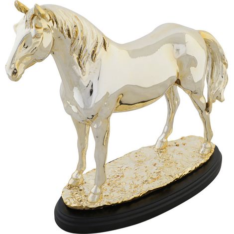 Figura Resina 30X11,5X26 Caballo Metalizado Dorado FD202539 (1/4)