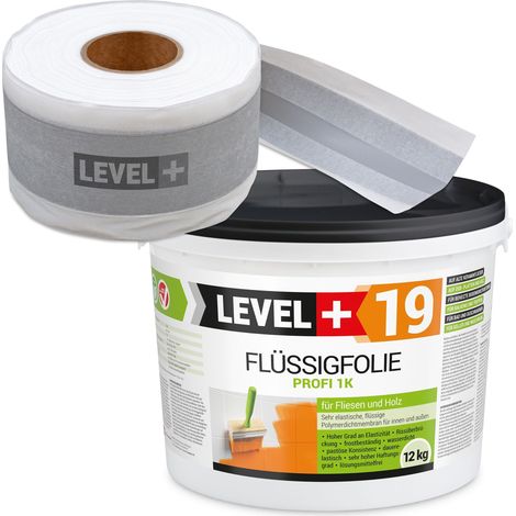 LEVEL+ Dichtset für Duschabdichtung Bad Dichtband Flüssigfolie 12kg SET527 (1/4)