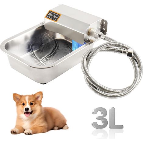 Abreuvoir Automatique en Acier Inoxydable, Abreuvoir 3L avec tuyau d'eau de 1m, pour Chevaux, Bovins, Moutons, Chiens, Poules (1/5)