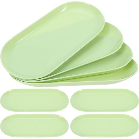 Lot de 8 Plateaux Décoratifs Ovales en Plastique Vert 18 CM Vide-Poches et Porte-Bijoux Légers pour Coiffeuse Organisation Bijoux et Accessoires Cosmétiques Rangement (1/5)