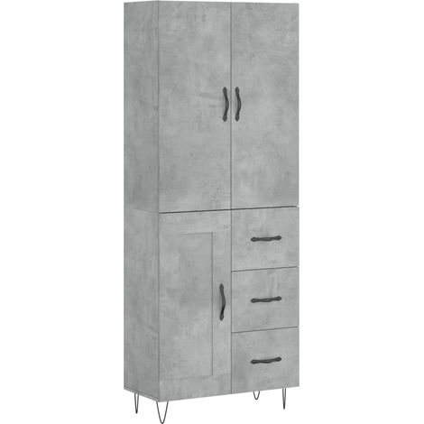 Credenza cassettiera cassettiera mobile contenitore organizer cucina soggiorno soggiorno alto 69,5 x 34 x 180 cm derivati del legno grigio 020034645