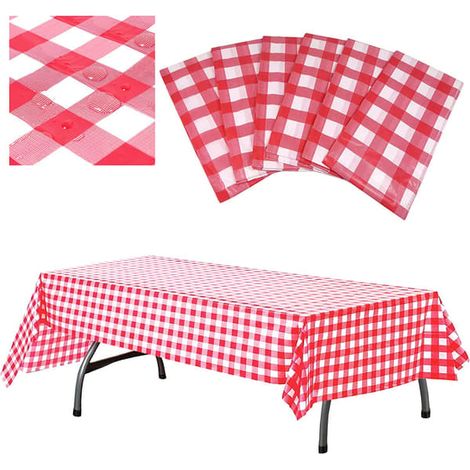 Ecleanfy - Nappe jetable festive à carreaux rouges et blancs (1/5)