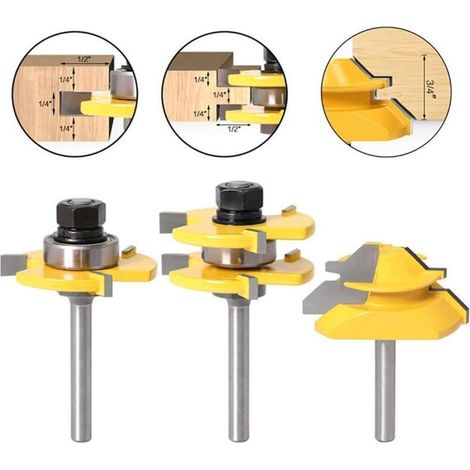 Fraises à rainurer 45° pour défonceuse – 1/4'' (6,35 mm) – Acier au carbone et carbure micro grain – Kit de 2 pièces pour bois dur (1/5)