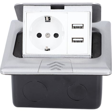 Boîtier de prise de sol escamotable encastré IP44 étanche imperméable aux intempéries USB sortie électrique de sol pour table à manger plan de travail cuisine (1/5)